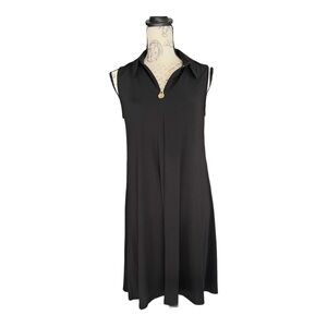 ANNE Klein Womens A Line Dress Black Midi Collared Sleeveless 6